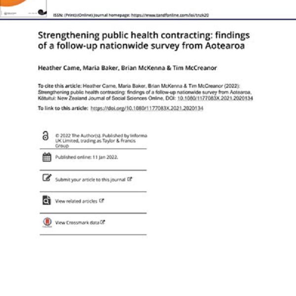 Strengthening Public Health Contracts: Results from a National Survey (with focus on Māori Organisations)