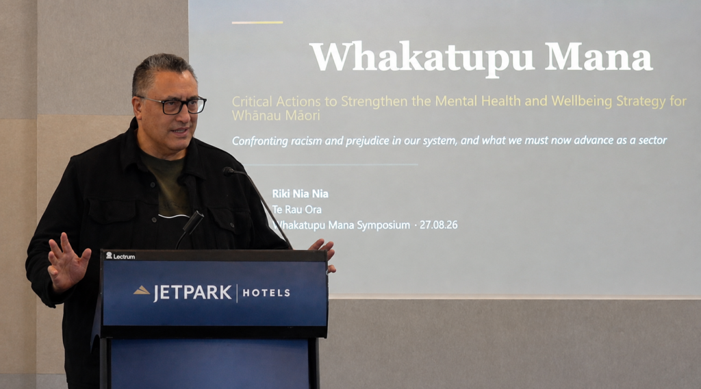 Riki Nia Nia speaking at the Whakatupu Mana symposium