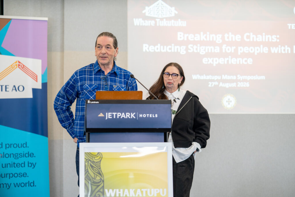 Tuari Potiki speaking at the Whakatupu Mana symposium
